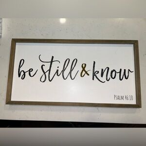 Bible Verse Canvas Wall Art with Black Cursive Text and Brown Wooden Frame